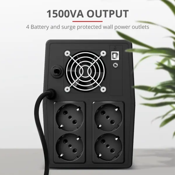 Бесперебойник Trust 23505_TRUST Paxxon 1500VA UPS with 4 standard wall power outlets BLACK (черный) - фото №7