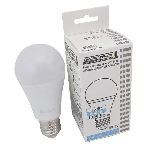 Светодиодная лампа TNSy LED ElectroGurt-A60-15W-E27-220V-6500K-1350L ICCD (TNSy5000256) - фото №2 Светодиодная лампа TNSy LED ElectroGurt-A60-15W-E27-220V-6500K-1350L ICCD (TNSy5000256) - фото №2