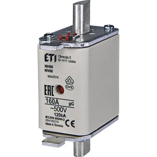 Предохранитель Eti NH-00/gG 160A 500В KOMBI (4182216) Предохранитель Eti NH-00/gG 160A 500В KOMBI (4182216)