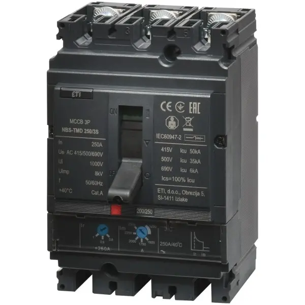 Корпусный автомат ETI NBS-TMD 250/3S 3P 250A 50кА (4673076)