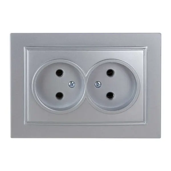 Розетка Nilson Thor серебро 2-я без заземления ( 27131024 )