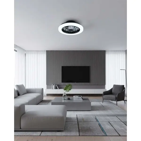 Люстра с вентилятором, потолочный светильник с пультом Goldlux 341303 Ghana LED 1x24W 3000K/4000K/6500K 3200Lm IP20 белая - фото №3