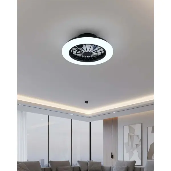 Люстра с вентилятором, потолочный светильник с пультом Goldlux 341303 Ghana LED 1x24W 3000K/4000K/6500K 3200Lm IP20 белая - фото №4