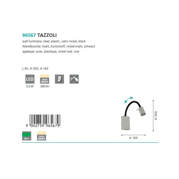 Бра, настенный светильник Eglo 96567 Tazzoli - фото №3