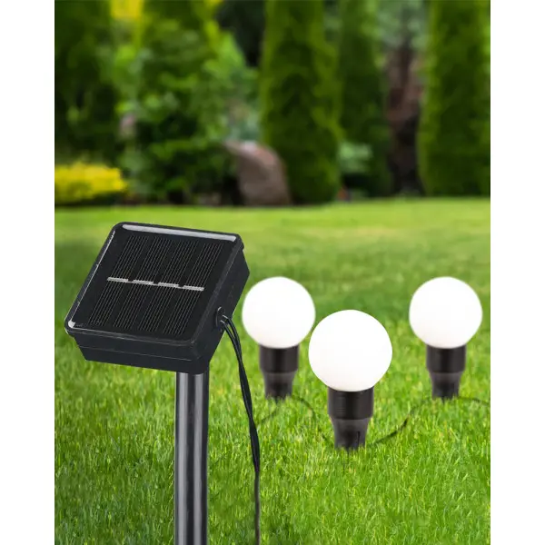 Гирлянда на солнечной батарее Goldlux 330208 Kulek LED 6 3000K IP44 черная - фото №1 Гирлянда на солнечной батарее Goldlux 330208 Kulek LED 6 3000K IP44 черная - фото №1
