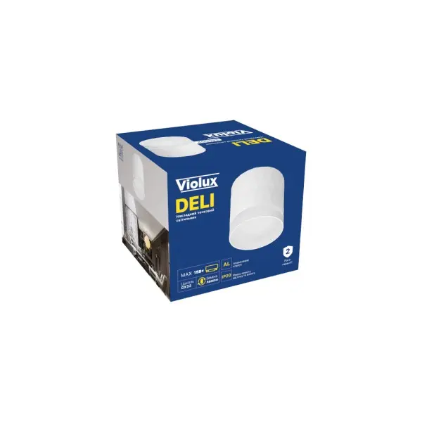 Cветильник точечный накладной DELI GX53 IP20 белый Violux ( 340002 ) - фото №6