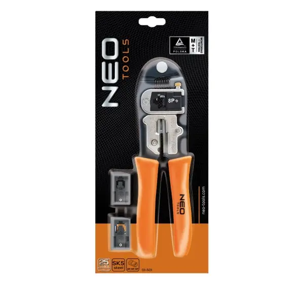Кримпер Neo Tools 01-501 для обжима телефонных наконечников (4P,6P,8P) - фото №1 Кримпер Neo Tools 01-501 для обжима телефонных наконечников (4P,6P,8P) - фото №1