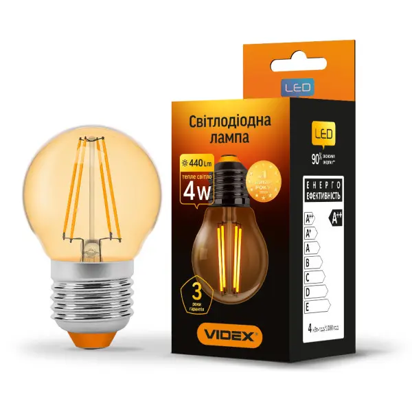Светодиодная филаментная лампа Videx Filament G45FA E27 4Вт 2200K (VL-G45FA-04272) бронза - фото №1