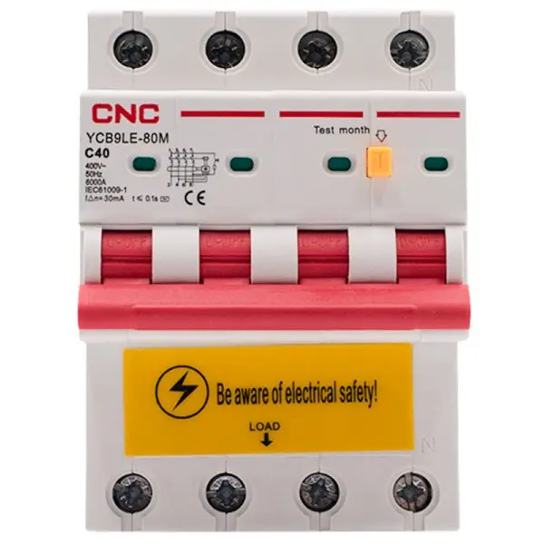 Дифференциальный выключатель CNC YCB9LE-80M C40А 3Р+N 6кА 30мА (Б00044025) - фото №1