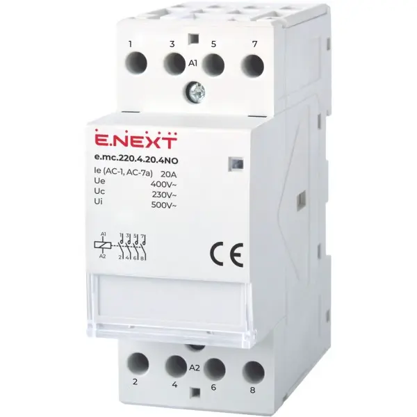 Контактор 4р 20А 4NO 220В; e.mc.220.4.20.4NO E.Next