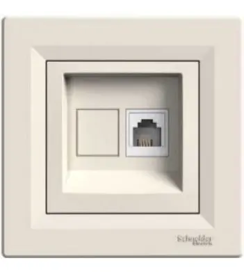 Розетка компьютерная RJ45 кат.6 UTP кремовая белая Asfora, EPH4700123