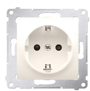 Одинарна електрична розетка Kontakt Simon Simon 54 Premium DGSZ1Z.01/41 із заземленням Schuko зі шторками (кремовий)