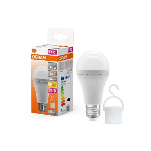 Светодиодная аккумуляторная лампочка Osram 4099854190087 E27 1x8W 2700K 806Lm IP20 - фото №4 Светодиодная аккумуляторная лампочка Osram 4099854190087 E27 1x8W 2700K 806Lm IP20 - фото №4