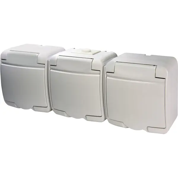 Розетка трехместная Eti Hermetics RHE-3s с з/к IP54 белая (4668023)