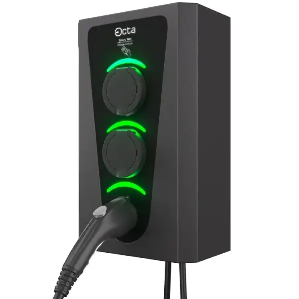 Коммерческая зарядная станция Octa Energy SW322-S-S-C1 Smart Wall на 22кВт (розетка 1ф + розетка 1ф + Type 1)