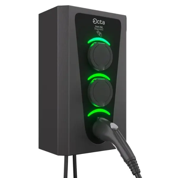 Коммерческая зарядная станция Octa Energy SW322-S-S-C1 Smart Wall на 22кВт (розетка 1ф + розетка 1ф + Type 1) - фото №2