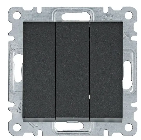 Триклавішний вимикач Hager WL0073 Lumina 10АХ/230В (чорний)