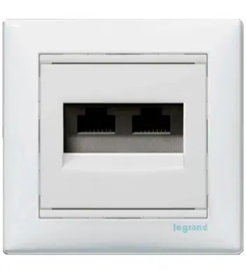 Механізм розетки комп'ютерної 2xRJ-45 UTP Cat.6 Valena білий - фото №1
