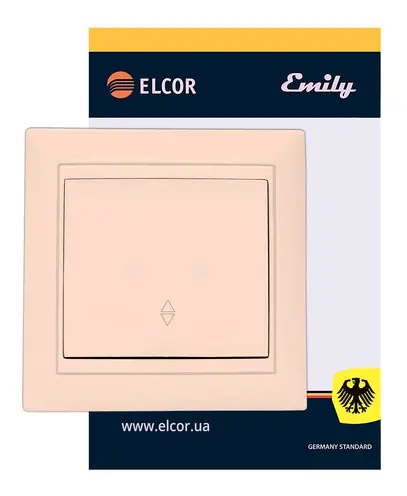 Одинарний прохідний вимикач Elcor Emily 9215 (211547) (кремовий) - фото №1