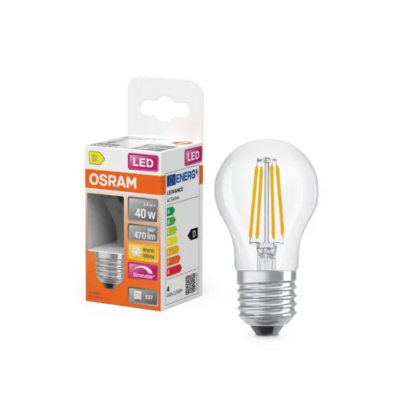 Светодиодная лампочка Osram 4099854443947 LED E27 DIM 1x3.4W 2700K 470Lm IP20 - фото №2 Светодиодная лампочка Osram 4099854443947 LED E27 DIM 1x3.4W 2700K 470Lm IP20 - фото №2