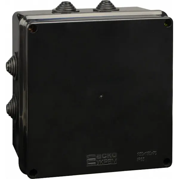 Розподільча коробка Аско-Укрем UAtmo Jet Black 150*150*70 - фото №1