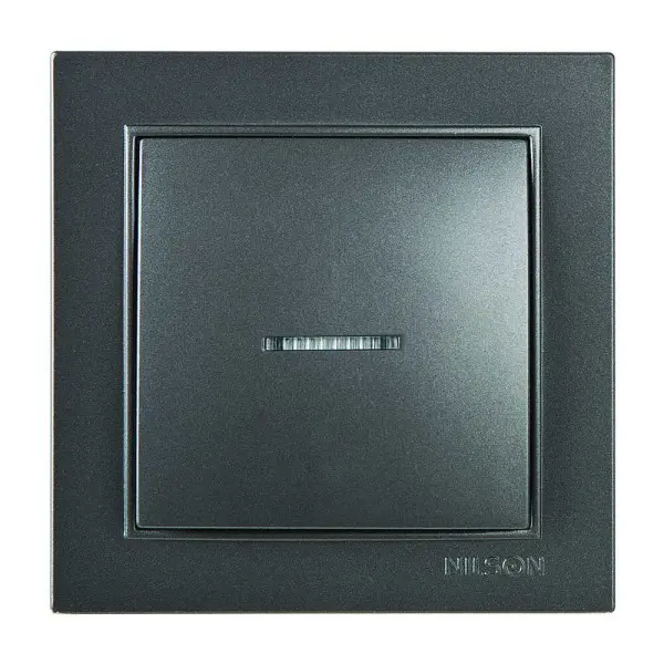 Выключатель Nilson Thor антрацит 1кл с подсветкой ( 27161002 )