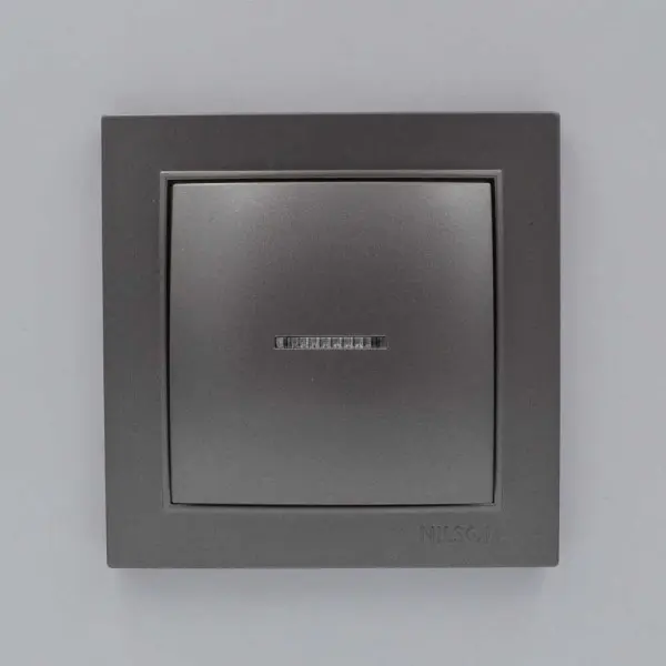 Выключатель Nilson Thor антрацит 1кл с подсветкой ( 27161002 ) - фото №1