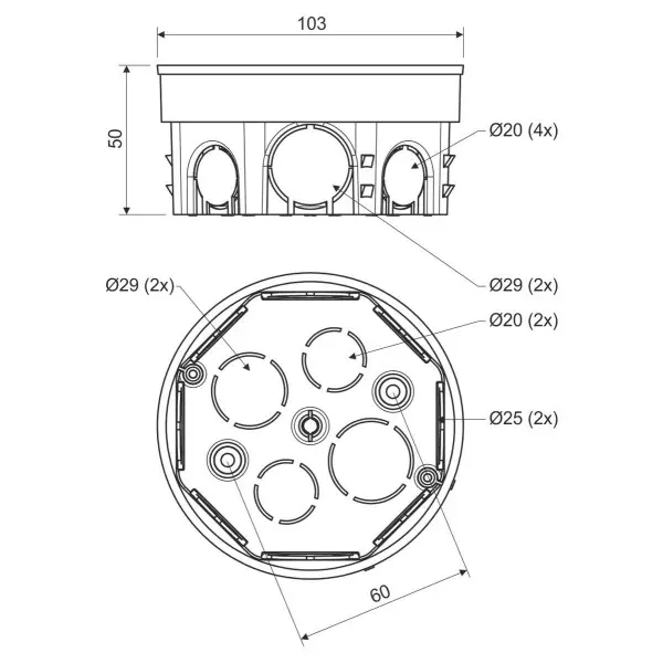 Розподільна коробка Kopos KO 97/5 (8595057600164) 103х50мм - фото №1