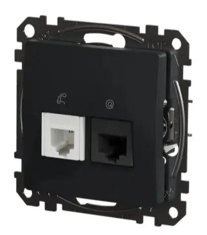 Телефонна/комп'ютерна розетка Schneider Electric Sedna Design & Elements RJ11+RJ45 кат. 6 UTP чорна SDD114468 - фото №4
