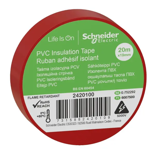 Изоляционная лента Schneider Electric 2420100 19ммх20м красная