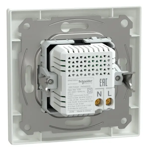 USB розетка Schneider Electric Asfora EPH2700521 тип A+C, 21Вт 3A белая - фото №3
