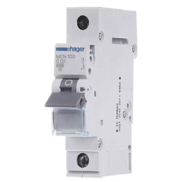 Автоматичний вимикач Hager MCN100 6кА C 0.5A 1P