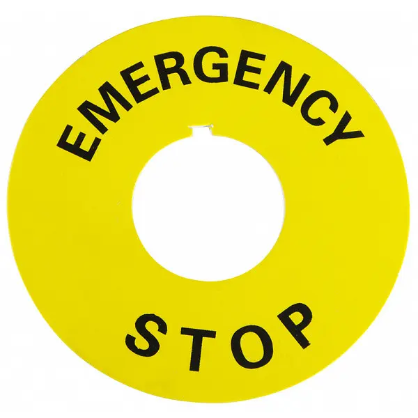 Табличка маркировочная EMERGENCY STOP желтая круглая для кнопок XB2 Аско-Укрем (A0140010073) - фото №1
