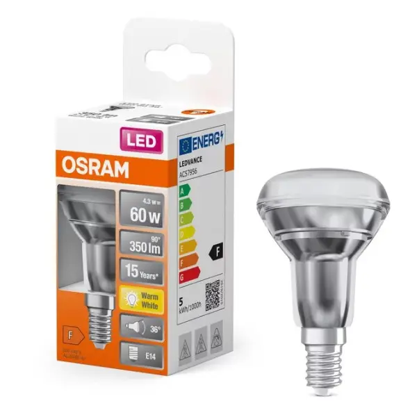 Світлодіодна лампа Osram LED R50 60 4,3Вт/827 GL E14 6х1 - фото №2 Світлодіодна лампа Osram LED R50 60 4,3Вт/827 GL E14 6х1 - фото №2