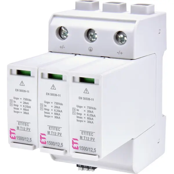 Обмежувач перенапруги ETI 002440514 ETITEC M T12 PV 1500/10 Y RC (для PV систем) Обмежувач перенапруги ETI 002440514 ETITEC M T12 PV 1500/10 Y RC (для PV систем)
