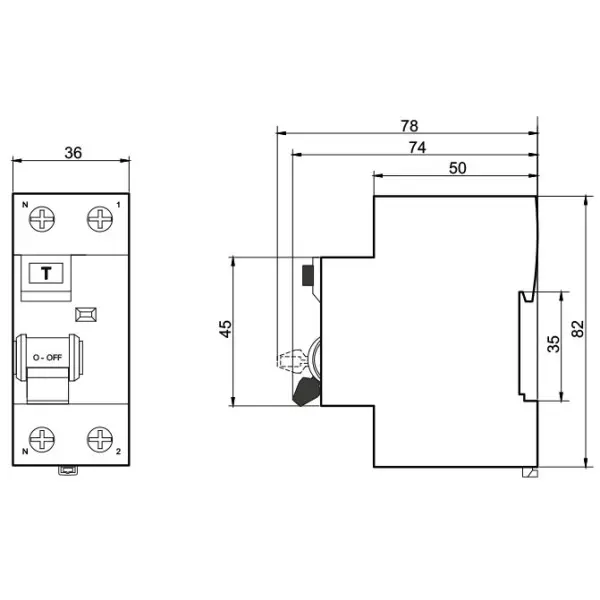 Устройство защитного отключения Promfactor FPR-AC 10А/0,03A 2P АС (FPR2010030AC) - фото №1