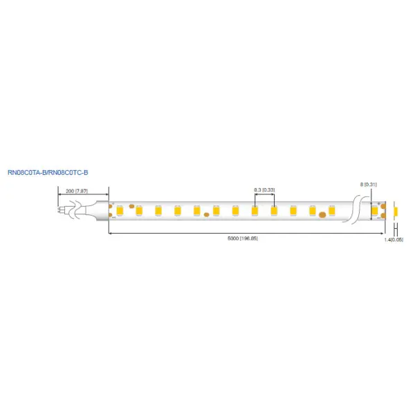 LED стрічка RISHANG 120-2835-24V-IP20 8,6W 818Lm 2700K 5м (RN08C0TC-B-SW) - фото №2 LED стрічка RISHANG 120-2835-24V-IP20 8,6W 818Lm 2700K 5м (RN08C0TC-B-SW) - фото №2