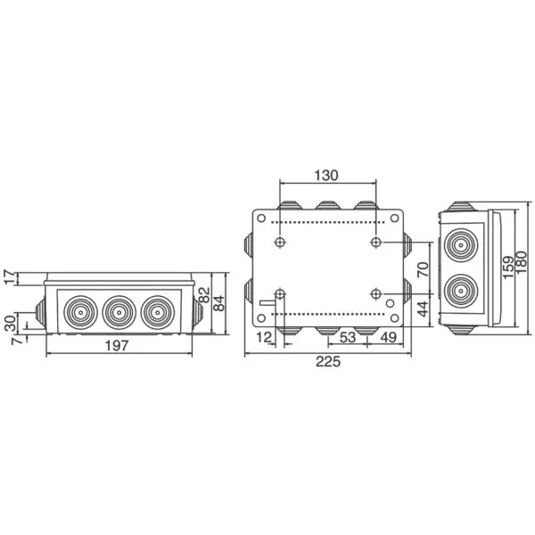 Монтажная коробка DKC 54100 с кабельными вводами 190х140х70мм IP55 - фото №8