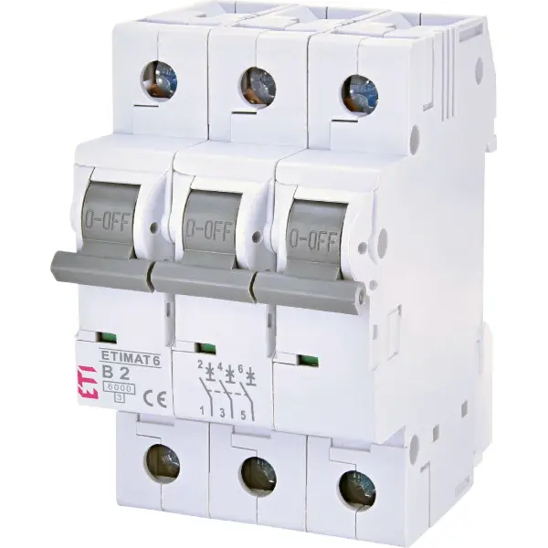 Автоматический выключатель ETI 002115510 ETIMAT 6 3p B 2А (6 kA) Автоматический выключатель ETI 002115510 ETIMAT 6 3p B 2А (6 kA)