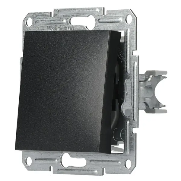 Перемикач 1-клавішний без рамки, антрацит Asfora, EPH0400171 - фото №1 Перемикач 1-клавішний без рамки, антрацит Asfora, EPH0400171 - фото №1