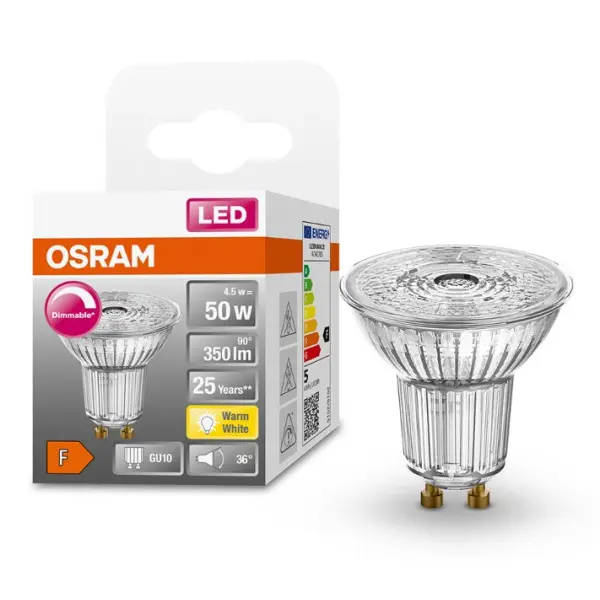 Світлодіодна лампа Osram LED PAR16 DIM 50 36 4,5Вт/927 GU10 6х1 - фото №2 Світлодіодна лампа Osram LED PAR16 DIM 50 36 4,5Вт/927 GU10 6х1 - фото №2