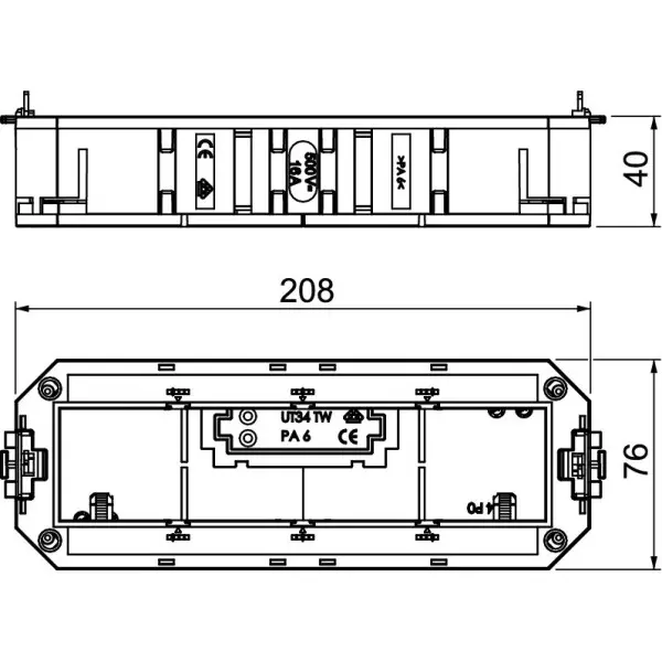 Супорт для підлогової коробки OBO Bettermann (7408727) UT4 під установку 4x modul45 L = 208мм для підлогової коробки - фото №2