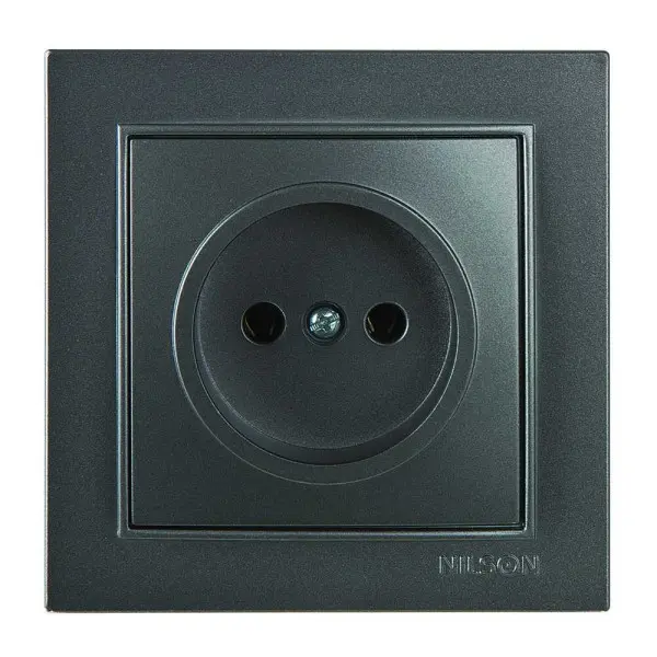 Розетка Nilson Thor антрацит 1-на без заземлення ( 27161015 )