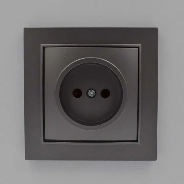 Розетка Nilson Thor антрацит 1-на без заземлення ( 27161015 ) - фото №1