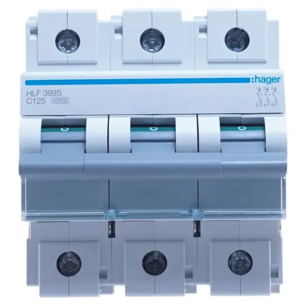 Автомат вимикач HLF399S (3p, C, 125A) Hager - фото №1