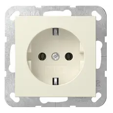 Розетка Gira System 55 с заземляющим контактом кремовая глянцевая (418801)