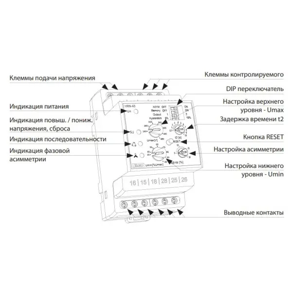 Реле контролю фаз HRN-43N/230V - фото №4