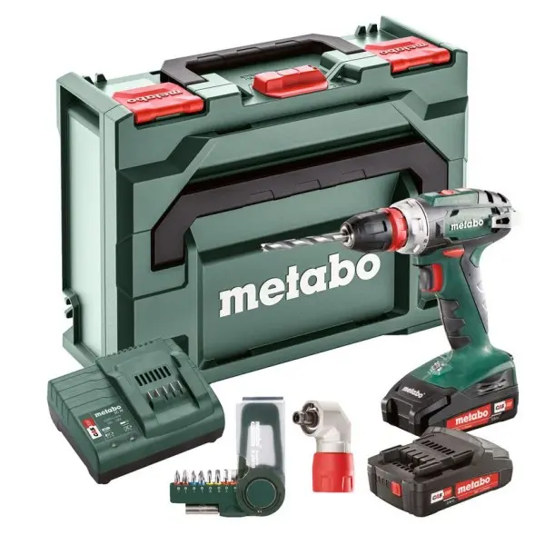Аккумуляторный шуруповерт-дрель Metabo BS 18 Quick (602217870) 18В 2x2Ah (с З/У и 9 угловыми насадквми в комплекте) - фото №2