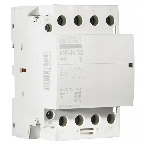 Модульный контактор Аско-Укрем MK-N 4P 32A 4NO (A0040030032) Модульный контактор Аско-Укрем MK-N 4P 32A 4NO (A0040030032)