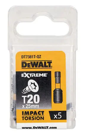 Ударні біти DeWALT Impact torsion Т20 25мм (5шт) - фото №2